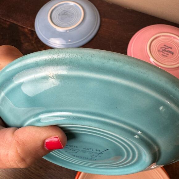 Fiesta FiestaWare Original Vintage & Post 1986 Set of 5 saucers Red Apricot Rose - Picture 13 of 13